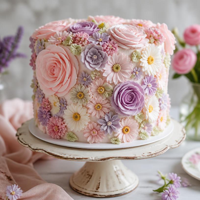 Floral custom cake