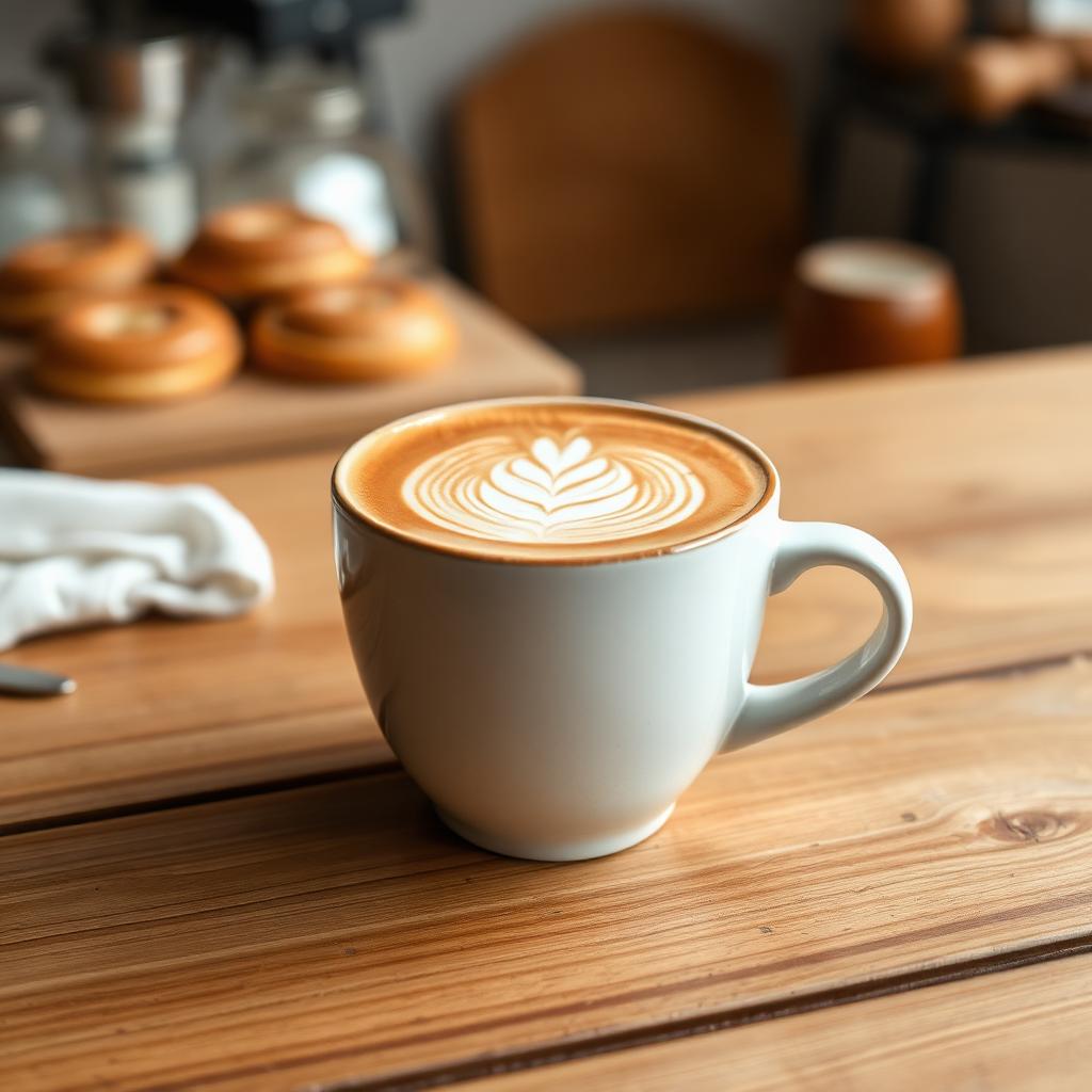 Latte art in ceramic cup